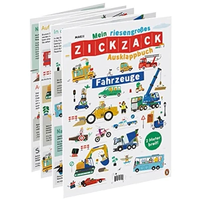 Abbildung von Mein riesengroßes ZICKZACK Ausklappbuch Fahrzeuge: Faltbuch ab 3 Jahren mit stabilen Seiten und Wimmelpanorama Ausgeklappt zwei Meter breit
