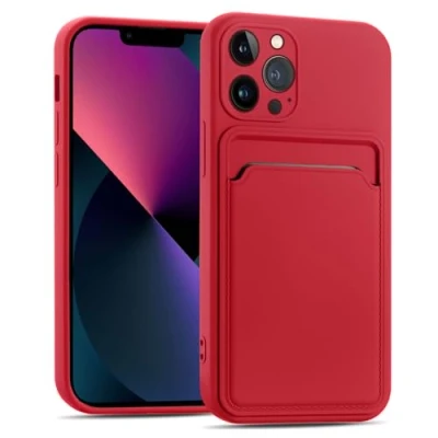 Abbildung von CoolGadget Card Case für iPhone 13 Pro, TPU Schutzhülle mit Kartenfach und erhöhtem Kantenschutz, Rot
