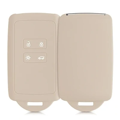 Abbildung von kwmobile Autoschlüssel Hülle kompatibel mit Renault 4 Tasten Smartkey (nur Keyless Go) Silikon Schutzhülle Schlüsselhülle Cover in Creme