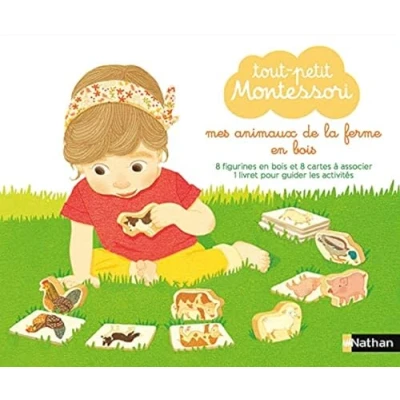 Abbildung von Tout petit Montessori Mes animaux de la ferme en bois: Avec 8 figurines bois et cartes