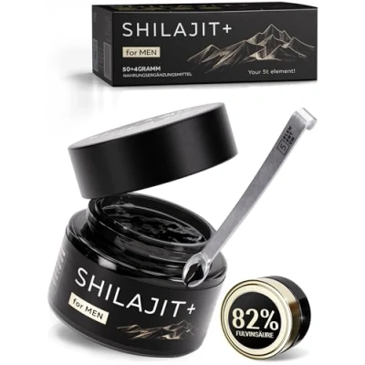 Abbildung von 5 Elementum Shilajit Original Himalaya Hochdosiert 82% Fulvinsäure Tropfen, remium Mumijo Aus Himalya Gebirge Inkl. 500mg Dosierlöffel à 50 g