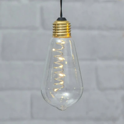 Abbildung von STAR TRADING Hängeleuchte LED Dekoleuchte GLOW klare Glühbirne mit Batteriebetrieb 13cm Timer, Classic, warmweiß (2100K bis 3000K)