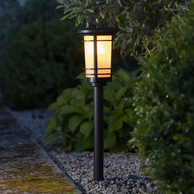 Abbildung von LED Solar Sockelleuchte Flame mit Flammeneffekt