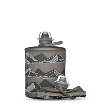 Abbildung von HydraPak Stow (500ml, 17oz) Zusammenklappbare Wasserflasche Ultraleichte &amp; verpackbare Reiseflasche, flexible Ski , Wander Fahrrad oder Kletterflasche Mammutgrau Berg Design