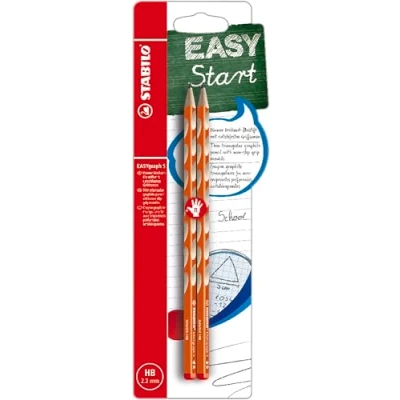 Abbildung von Schmaler Dreikant Bleistift für Rechtshänder STABILO EASYgraph S in orange 2er Pack Härtegrad HB