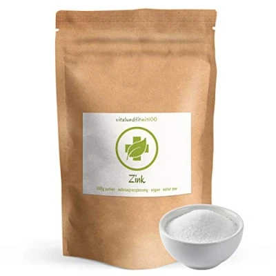 Abbildung von Zink Pulver 100 g (Citrat, Trihydrat) Zinkgehalt 31% 100% vegan Produktionsfrishe Ware in Lebensmittel Qualität glutenfrei laktosefrei OHNE Hilfs u. Zusatzstoffe