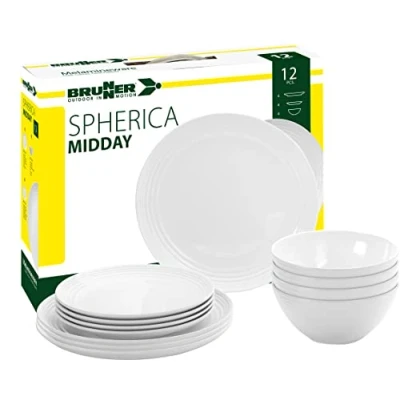 Abbildung von Brunner 0830148N.C7T Campinggeschirr Set für 4 Personen, Midday Spherica, 12 Stück