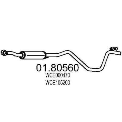 Abbildung von MTS 01.80560 Mittelschalldämpfer 1900 LAND ROVER: Freelander I SUV Cabrio,