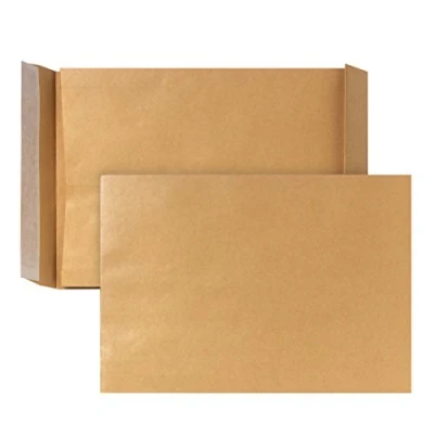 Abbildung von Faltentasche mit Klotzboden B4 (353x250x40mm) haftklebend braun 150g 200 Stück