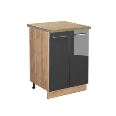 Abbildung von Vicco Küchenunterschrank Fame Line, Anthrazit Hochglanz/Goldkraft Eiche, 60 cm, AP Eiche