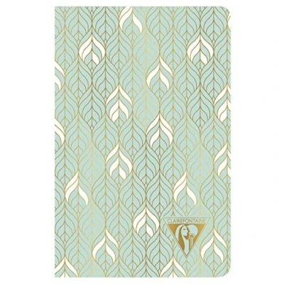 Abbildung von Clairefontaine 193396C Notizbuch Neo Deco Frühlings Sommer Kollektion, mit Fadenbindung, 9 x 14cm, 48 Blatt, liniert, 90g, elfenbeinfarbiges Papier, 1 Stück, Wassergrün