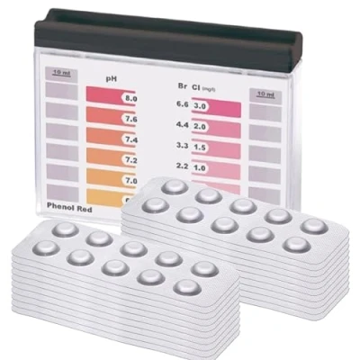Abbildung von Wassertester für Chlor und pH Wert mit 200 Reagenztabletten je 100 x DPD1 Phenol Red