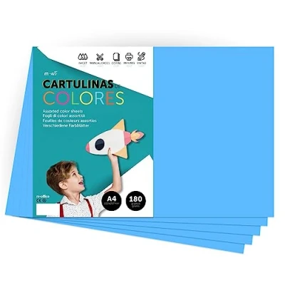 Abbildung von Farbkarton, A4 intensive Farben, 180 g, für Bastelarbeiten, Drucken Sie Ihre Dokumente und kreativen Designs, Farbfolien · m office (25 Blatt, Türkis)