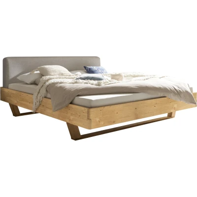 Abbildung von Schlafkontor Massivholzbett &quot;Tisa&quot;, 180x200 cm, Bett Kopfteil mit Stoffbezug in hellgrau