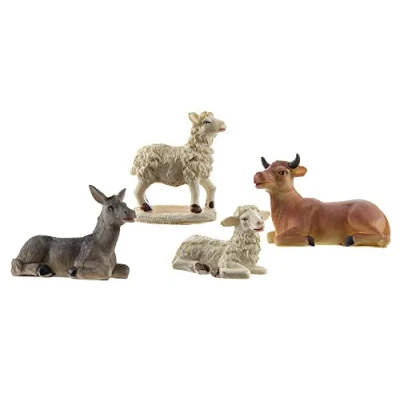 Abbildung von zeitzone Krippenfiguren Tiere Set 4 teilig Ochse Esel Schafe Weihnachten 7cm