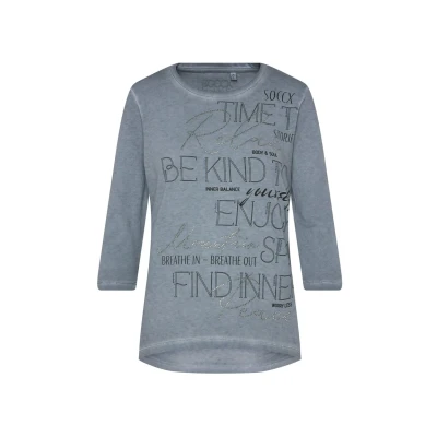 Abbildung von Soccx MIT Wording Print UND Schmucksteinen Langarmshirt, Damen, Größe: Small, Cold grey