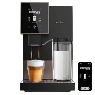 Abbildung von Cecotec Kompakte Superautomatische Kaffeemaschine mit Wifi Cremmaet Compactccino Connected Black Rose. 1350W, 19 Bar, TFT Bildschirm und APP, Mahlwerk, Milchtank 400 ml 1 Liter Wasser