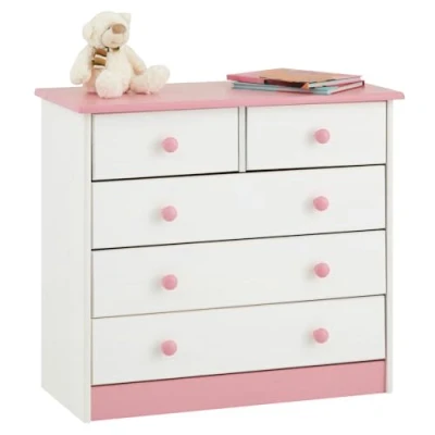 Abbildung von IDIMEX Kommode RONDO, Anrichte Sideboard mit 5 Schubladen Kiefer massiv lackiert in