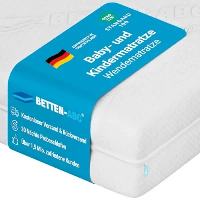 Abbildung von Betten ABC OrthoMatra Junior Duo Das Original Kindermatratze mit Rundum Trittkante, Baby und Kleinkindseite Öko Tex Zertifiziert, produziert nach deutschem Qualitätsstandard (Größe: 70x160)