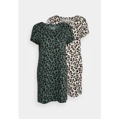 Abbildung von Lascana LEO Bigshirt 2 PACK Nachthemd, Damen, Größe: 32/34, Ecru/khaki