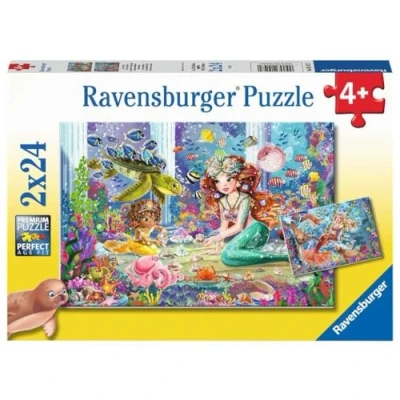 Abbildung von Ravensburger Kinderpuzzle Zauberhafte Meerjungfrauen 2x24 Teile