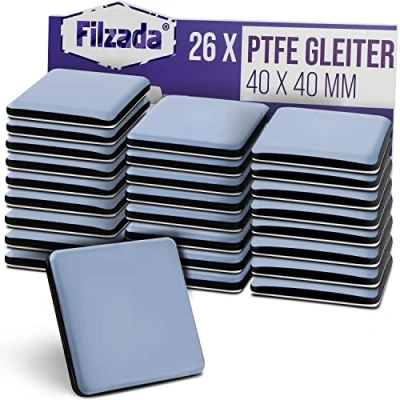 Abbildung von Filzada® 4X Teflongleiter Selbstklebend 40 x mm (eckig) Profi Möbelgleiter/Teppichgleiter PTFE (Teflon)