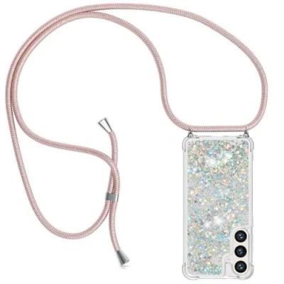 Abbildung von YuhooTech Handykette Hülle Kompatibel mit Samsung Galaxy S24 Handyhülle Quicksand Glitzer Band Silikon Kordel Umhängenband Schnur Treibsand Case zum Umhängen