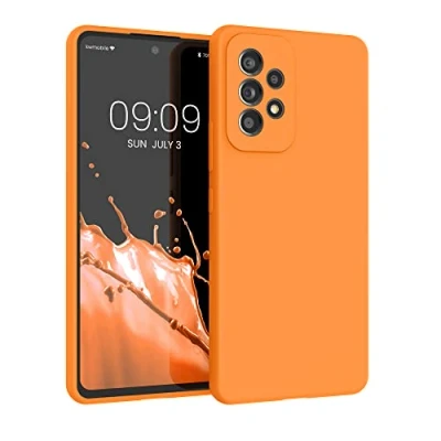 Abbildung von kwmobile Hülle kompatibel mit Samsung Galaxy A53 5G Silikon Handy Case Handyhülle weiche Oberfläche kabelloses Laden Fruity Orange