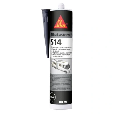 Abbildung von SIKA Butyldichtstoff SikaLastomer 514 schwarz abtupfbare Dichtmasse für wiederlösbare Abdichtungen dauerklebrig und elastisch 310 ml