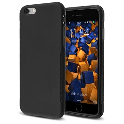 Abbildung von mumbi Hülle kompatibel mit iPhone 6 / 6S Handy Case Handyhülle double GRIP, schwarz