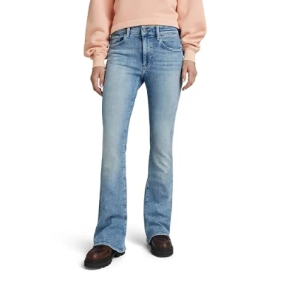 Abbildung von G Star 3301 Flare Flared Jeans, Damen, Größe: 27x30, Sun faded nubay blue