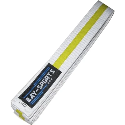 Abbildung von BAY Sports Karateanzug Budogürtel weiß/gelb/weiß Zweifarbig, Karategürtel Kampfsportgürtel (Standard, Traditionell), Judogürtel, Taekwondogürtel, Länge 160 cm 350