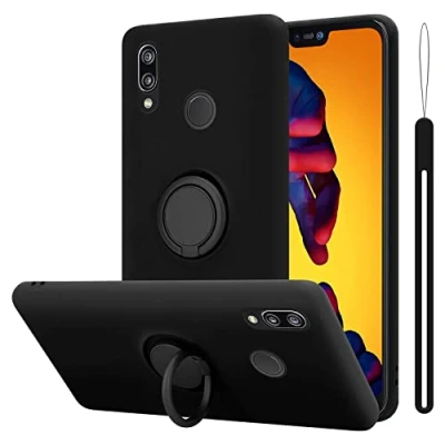 Abbildung von Cadorabo Hülle kompatibel mit Huawei P20 LITE 2018 NOVA 3E Schutzhülle TPU Silikon Case Liquid Design Ring Slim Liquidsilikon Microfaser für in Schwarz
