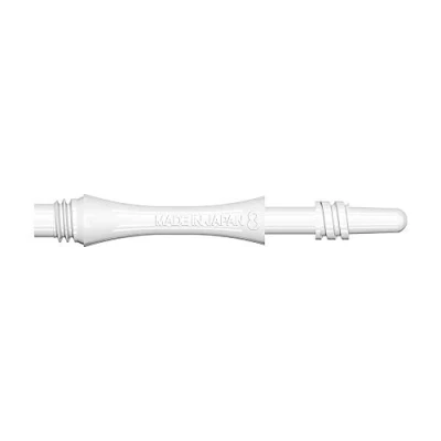 Abbildung von 8 Flight Slim Weiße rotierende Schäfte gegossenes System Mittel 33mm Dartpfeil