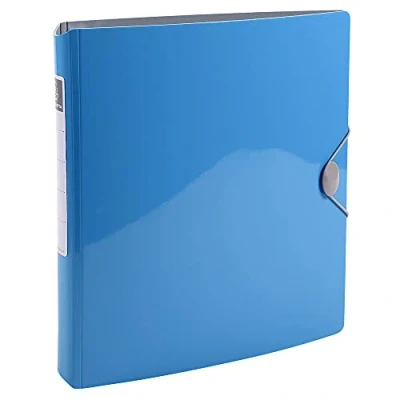 Abbildung von Exacompta 51872E Ringbuch Iderama aus Karton für DIN A4, 4 O Ring, mit Gummizugverschluss, Rücken 50 mm, hellblau ideal Schule und Büro Ringordner Ringbuchordner