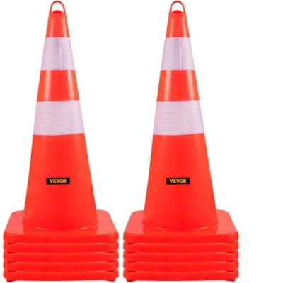 Abbildung von VEVOR Sicherheitskegel, Verkehrskegel, 10 x 28 Zoll, orange, reflektierende Kragen, Straßenkegel