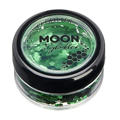 Abbildung von Klassischer grobkörniger Glitter von Moon 100% kosmetische Glitzer für Gesicht, Körper, Nägel, Haare und Lippen 3g Grün