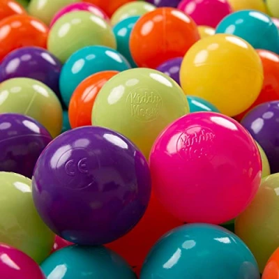 Abbildung von KiddyMoon 50 ∅ 7Cm Kinder Bälle Spielbälle Für Bällebad Baby Plastikbälle Made In EU, Hellgrün/Gelb/Türkis/Orange/Dunkel Pink/Violett