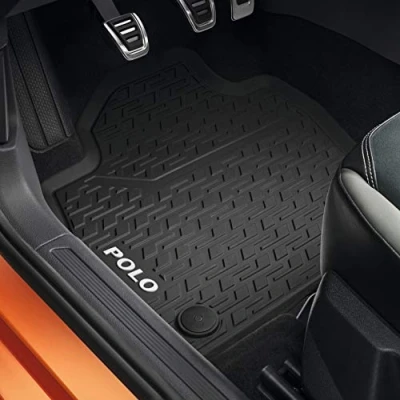 Abbildung von Volkswagen 2G106150282V Gummi Fußmatten 2X Gummimatten vorn Premium Allwettermatten, schwarz, mit Polo Schriftzug