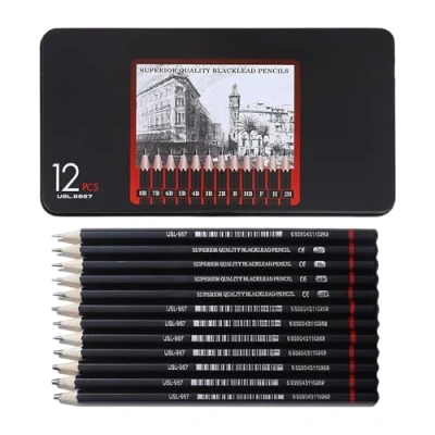 Abbildung von NyxSeat 12 Stück Bleistifte Set，Zeichen Set，Bleistifte Verschiedene Härtegrade Set 2H H F HB B 2B 3B 4B 5B 6B 7B 8B，Skizzierstifte für Kinder, Erwachsene, Künstler, Anfänger (Schwarz)