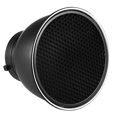 Abbildung von Andoer 7 Zoll Standardreflektor, Flacher Diffusor, Lampe mit 60 Grad Gitter, für Bowens Flash Studio Strobe Speedlite (Reflektor)