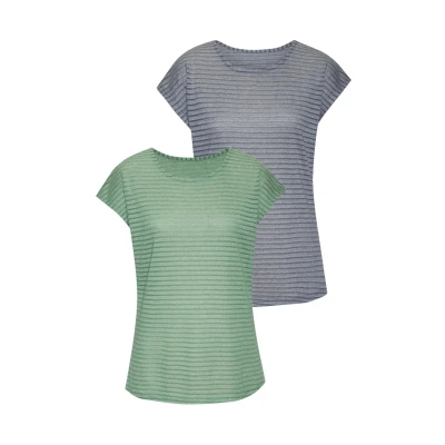Abbildung von Vivance Kurzarm 2 PACK Tshirt print, Damen, Größe: 32/34, Grün, navy