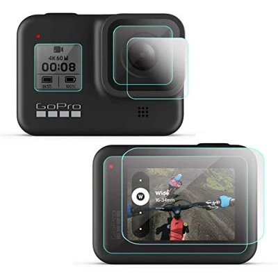 Abbildung von Komet Displayschutzfolie aus gehärtetem Glas Kompatibel mit GoPro HERO 8, Härtegrad 9H, 0,33 mm Dicke, blasenfrei, kratzfest, 6 Stück
