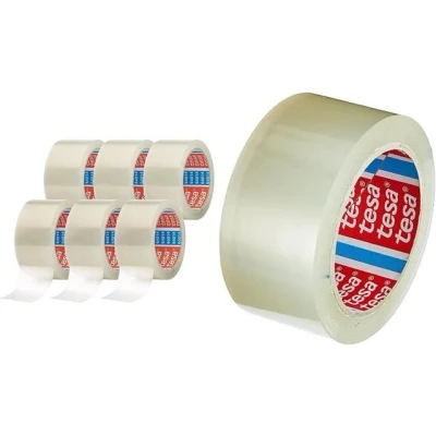 Abbildung von tesa Klebeband tesapack Packband je 66 m : 50 mm (Spar Set, 6 St., x tesaPACK® 64014 PP) Paketklebeband leises und sauberes Verpacken transparent