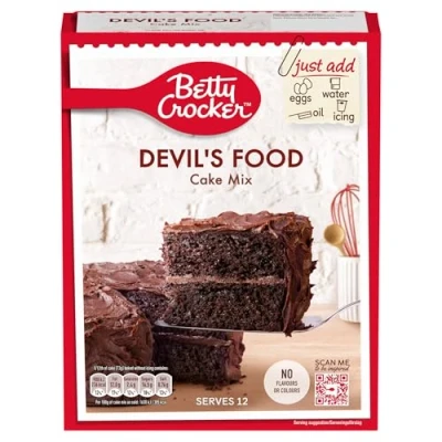 Abbildung von Betty Crocker Devil&#039;s Food Cake Mix 425g NEUE VERPACKUNGSGRÖSSE Backmischung für Schokoladenkuchen