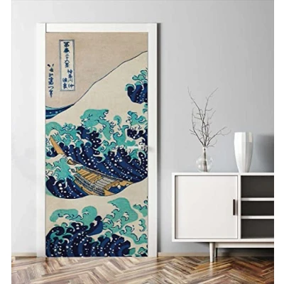 Abbildung von MyMaxxi Tür bekleben mit Türtapete Selbstklebend 90x200 The Great Wave Off Kanagawa verschönern Türfolie Türaufkleber XXL Aufkleber Folie Türposter Türklebefolie für jedes Zimmer