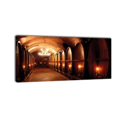 Abbildung von Leinwandbild Panorama Nr. 377 Weinkeller 100x40cm, Keilrahmenbild, Bild auf Leinwand, Bordeaux Chateau Wein