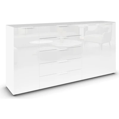 Abbildung von rauch Kommode &quot;Flipp&quot;, 3 türig, 5 Schubladen, Soft Close Funktion, Oberboden und Front Glas