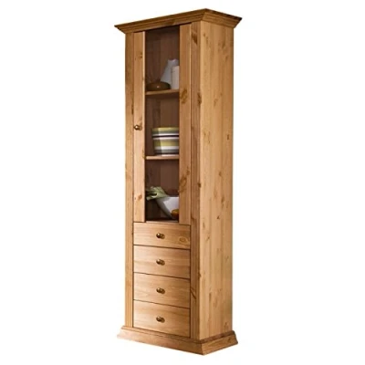 Abbildung von clever moebel Glasvitrine, Vitrine aus Kiefernholz, gelaugt, Wohnzimmer Schrank