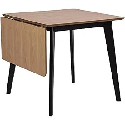 Abbildung von AC Design Furniture Roxanne Esstisch schwarz für 4 Personen, Ausziehbarer Küchentisch Wildeiche und Schwarz, Moderner Retro Stil Esszimmer, Eckig, B: 80 x T: H: 76 cm